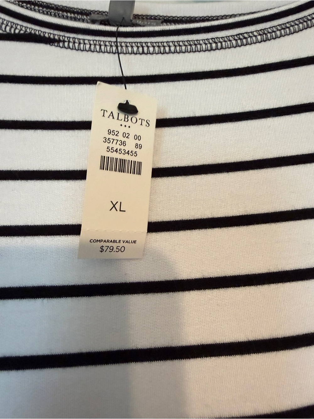 Talbots White and Black Striped Boatneck Tunic - Picture 2 of 2